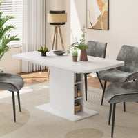 Vicco Tavolo da pranzo Estensibile Bianco 120/160 x 80 cm con scomparti aperti