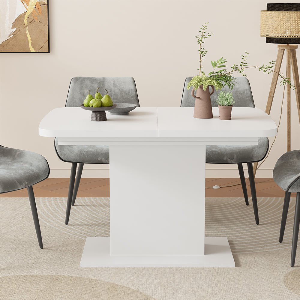 Vicco Tavolo da pranzo Estensibile Bianco 120/160 x 80 cm con scomparti aperti