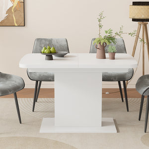 Vicco Tavolo da pranzo Estensibile Bianco 120/160 x 80 cm con scomparti aperti