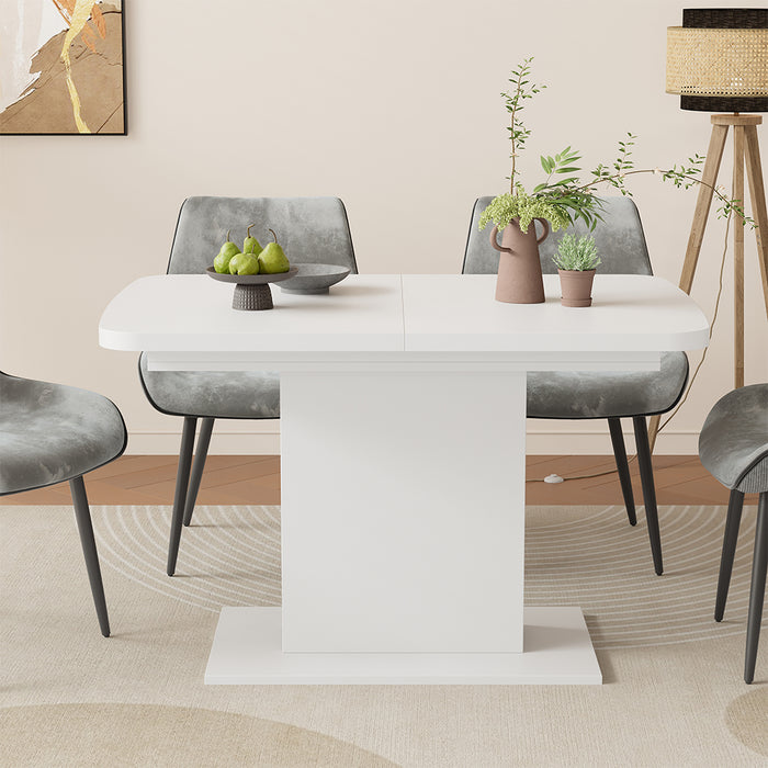 Vicco Tavolo da pranzo Estensibile Bianco 120/160 x 80 cm con scomparti aperti