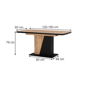 Vicco Tavolo da pranzo Estensibile Rovere nero/oro 120/160 x 80 cm
