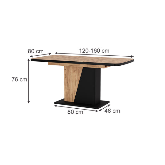 Vicco Tavolo da pranzo Estensibile Rovere nero/oro 120/160 x 80 cm
