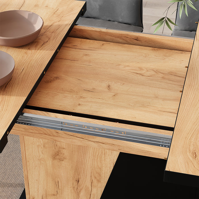 Vicco Tavolo da pranzo Estensibile Rovere nero/oro 120/160 x 80 cm