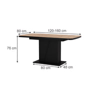 Vicco Tavolo da pranzo Estensibile Rovere nero/oro 120/160 x 80 cm