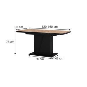 Vicco Tavolo da pranzo Estensibile Rovere nero/oro 120/160 x 80 cm