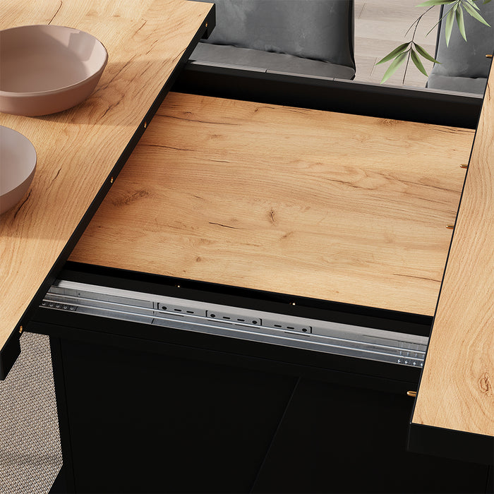 Vicco Tavolo da pranzo Estensibile Rovere nero/oro 120/160 x 80 cm