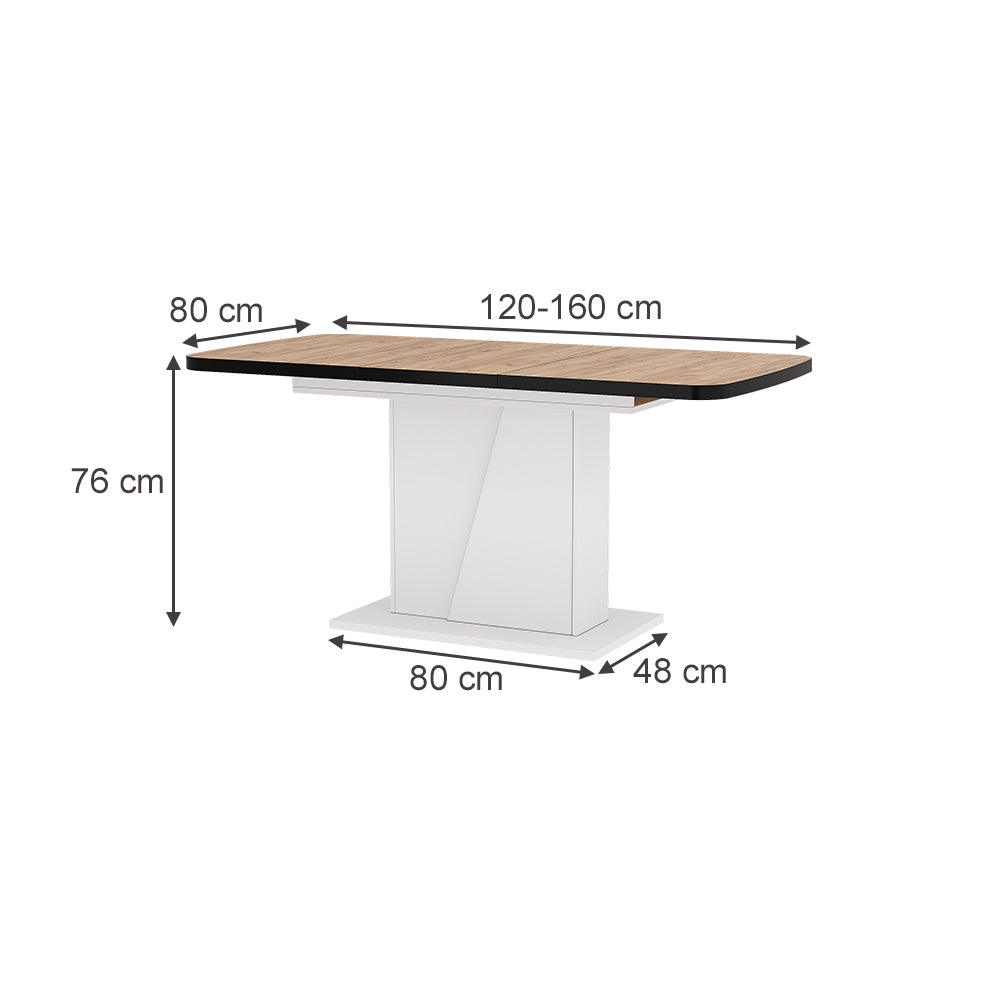 Vicco Tavolo da pranzo Estensibile Rovere nero/oro 120/160 x 80 cm