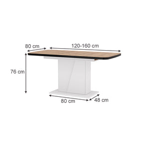 Vicco Tavolo da pranzo Estensibile Rovere nero/oro 120/160 x 80 cm