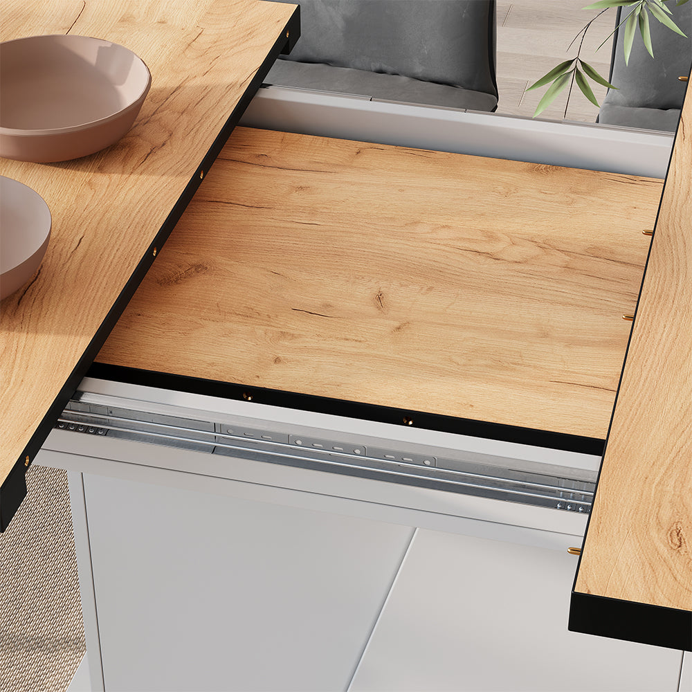 Vicco Tavolo da pranzo Estensibile Rovere nero/oro 120/160 x 80 cm