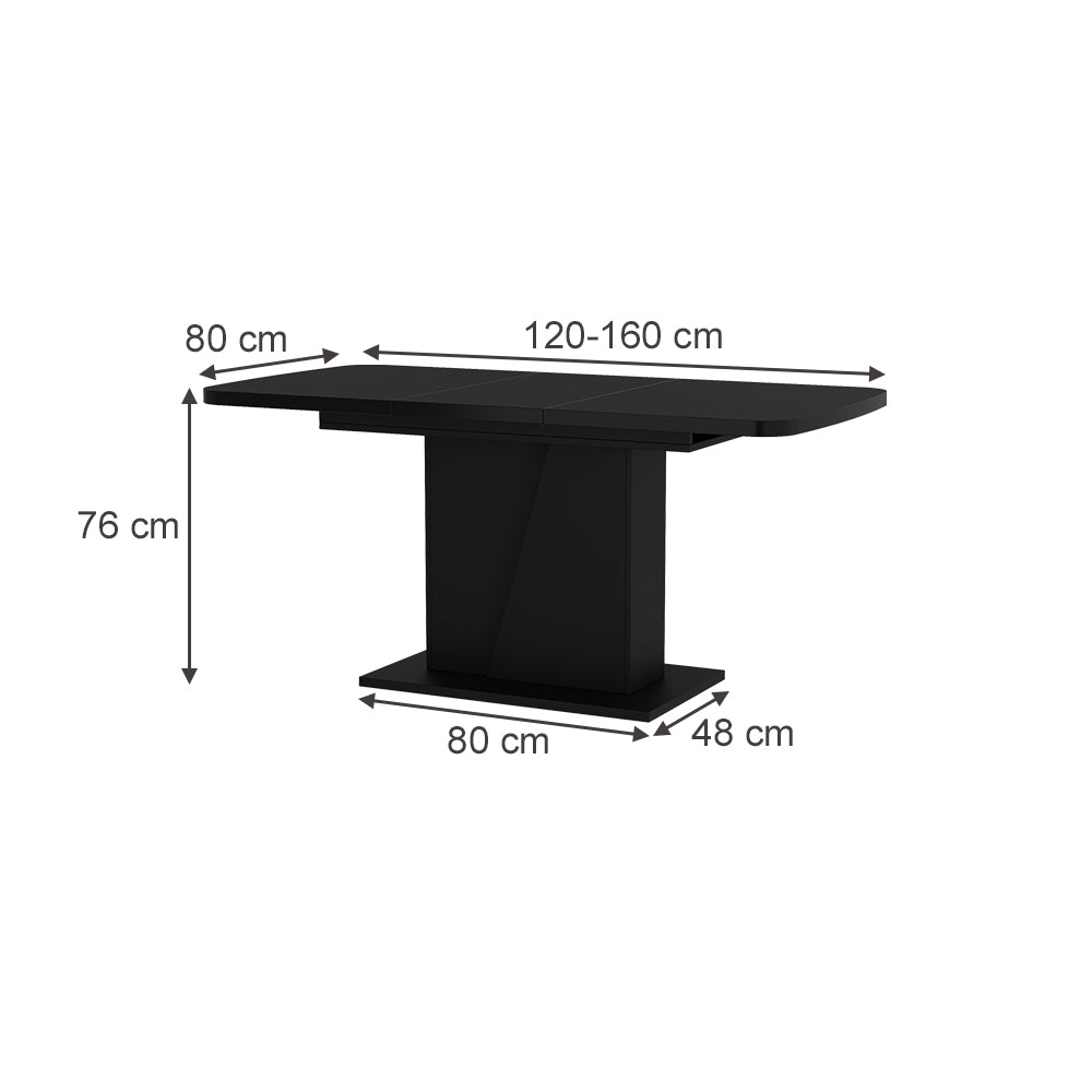 Vicco Tavolo da pranzo Estensibile Nero 120/160 x 80 cm Estensibile