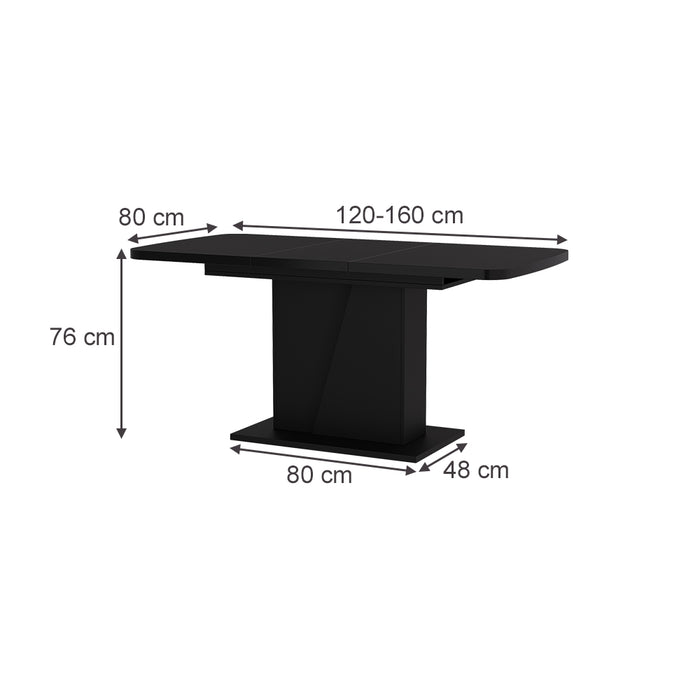 Vicco Tavolo da pranzo Estensibile Nero 120/160 x 80 cm Estensibile