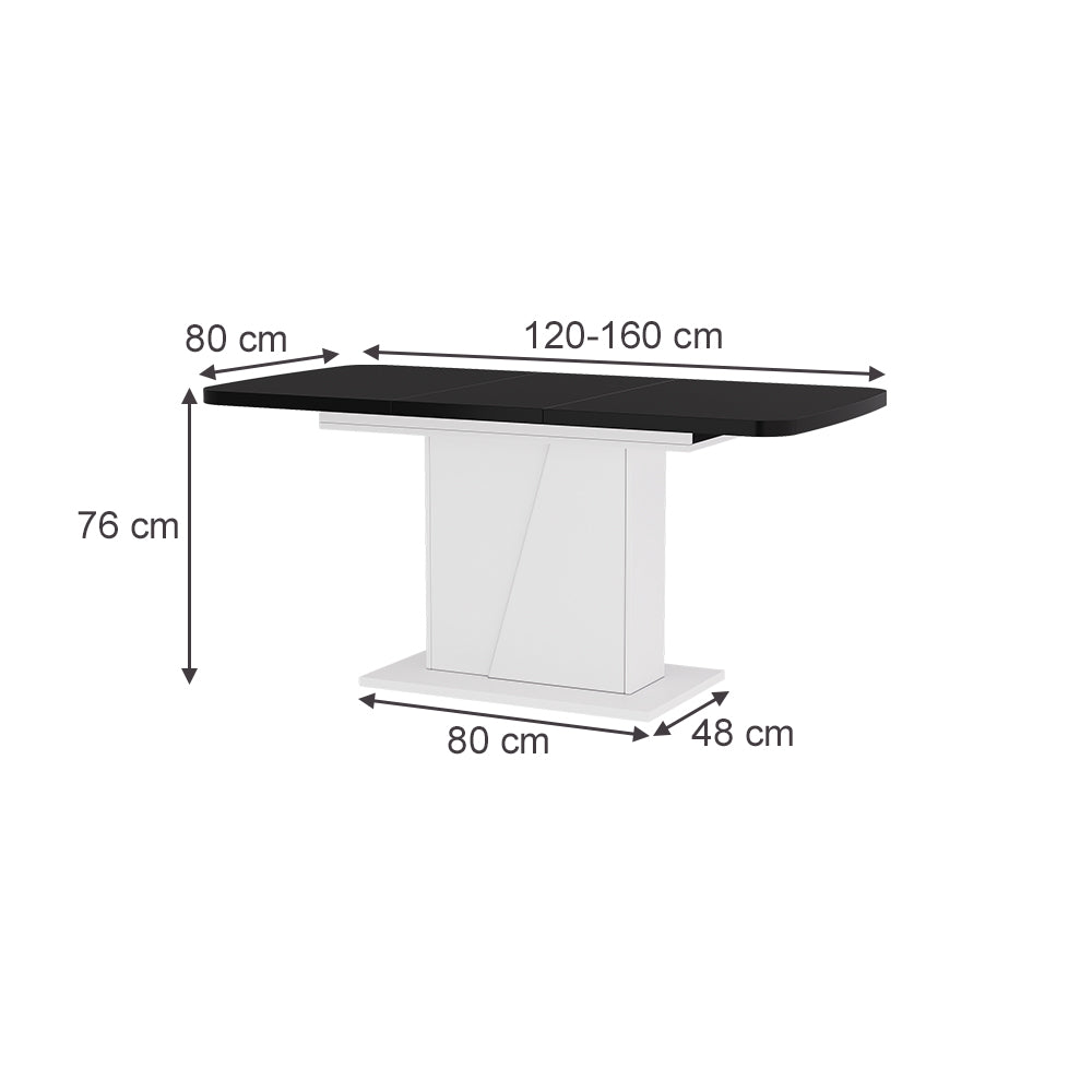 Vicco Tavolo da pranzo Estensibile Bianco/nero 120/160 x 80 cm Estensibile