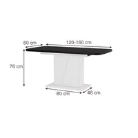 Vicco Tavolo da pranzo Estensibile Bianco/nero 120/160 x 80 cm Estensibile