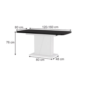 Vicco Tavolo da pranzo Estensibile Bianco/nero 120/160 x 80 cm Estensibile