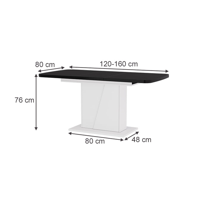 Vicco Tavolo da pranzo Estensibile Bianco/nero 120/160 x 80 cm Estensibile
