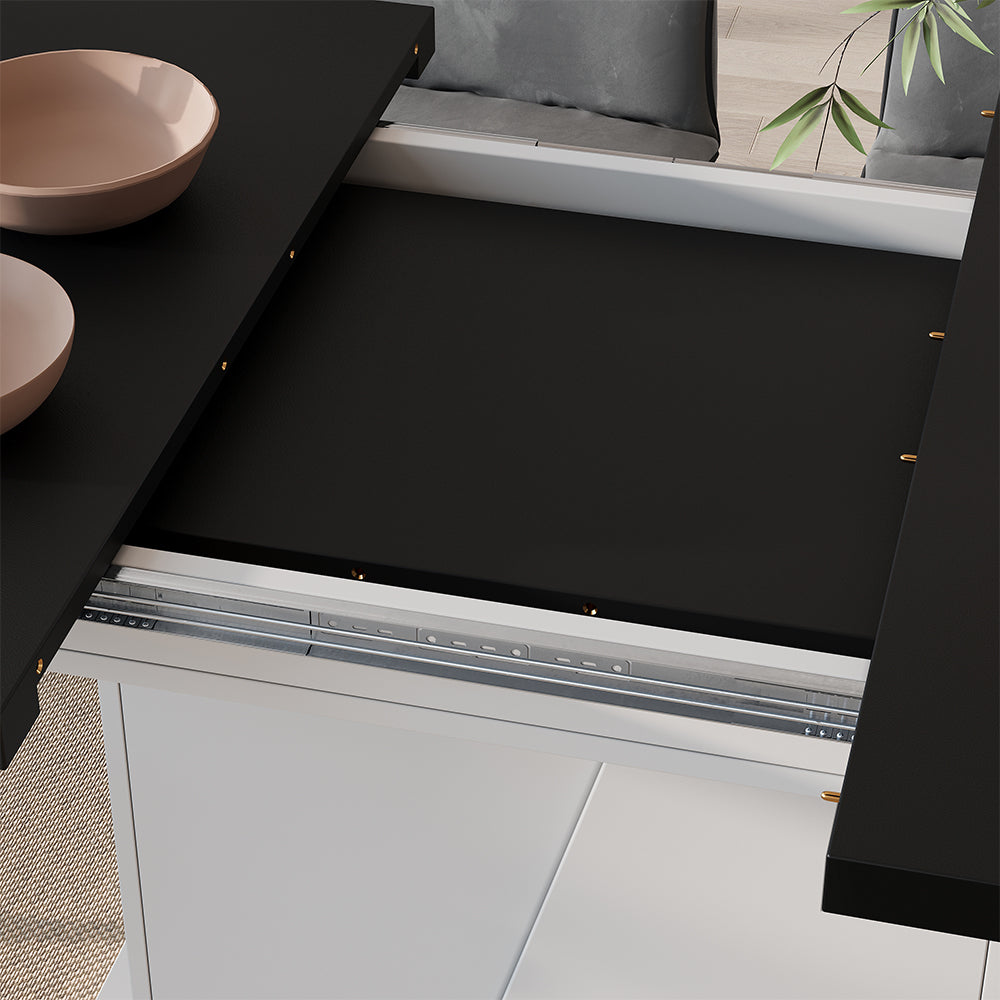 Vicco Tavolo da pranzo Estensibile Bianco/nero 120/160 x 80 cm Estensibile