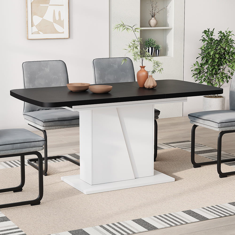 Vicco Tavolo da pranzo Estensibile Bianco/nero 120/160 x 80 cm Estensibile