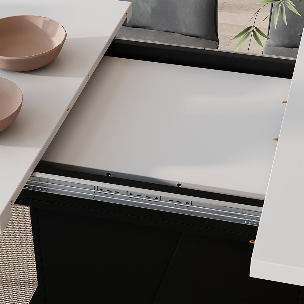 Vicco Tavolo da pranzo Estensibile Bianco/nero 120/160 x 80 cm