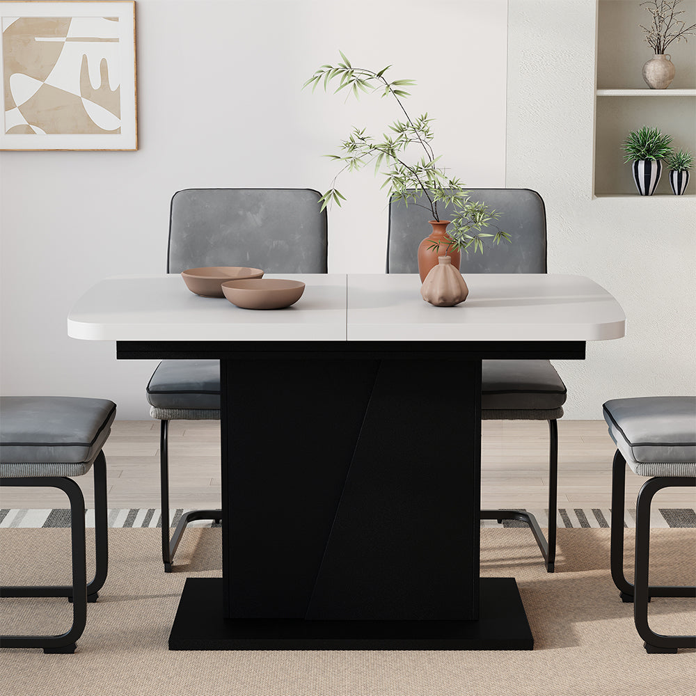 Vicco Tavolo da pranzo Estensibile Bianco/nero 120/160 x 80 cm