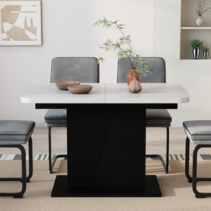 Vicco Tavolo da pranzo Estensibile Bianco/nero 120/160 x 80 cm