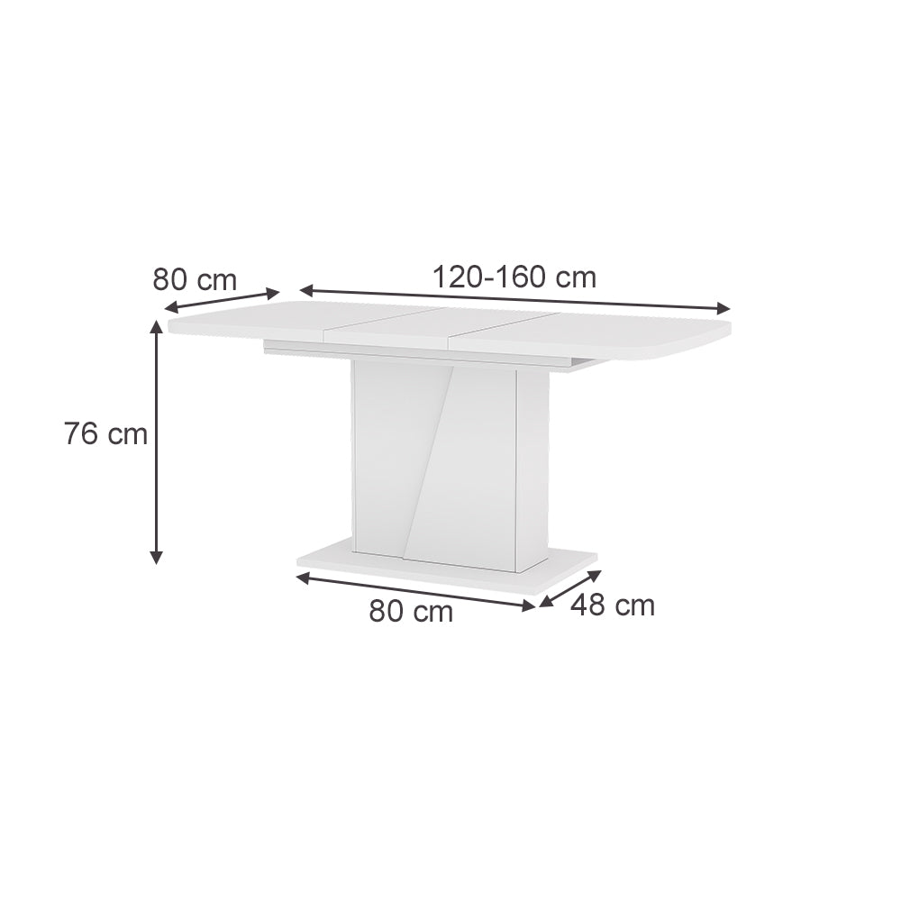 Vicco Tavolo da pranzo Estensibile Bianco 120/160 x 80 cm