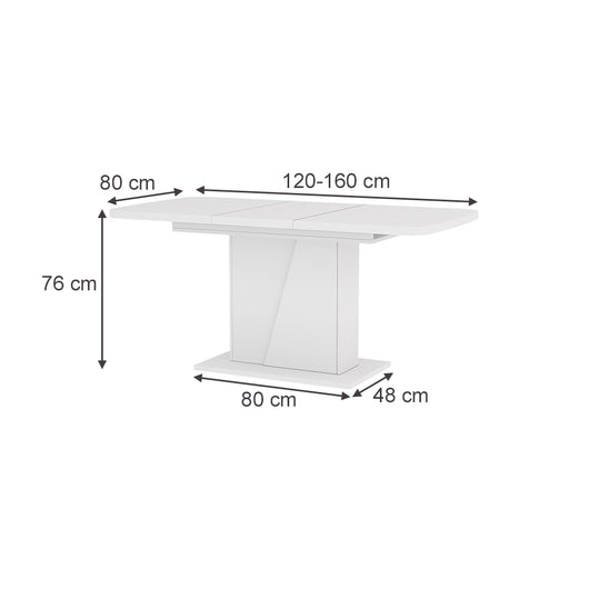 Vicco Tavolo da pranzo Estensibile Bianco 120/160 x 80 cm