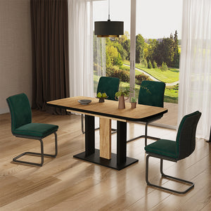 Vicco tavolo da pranzo allungabile Rovere nero/oro 120 x 80 cm 2 parti