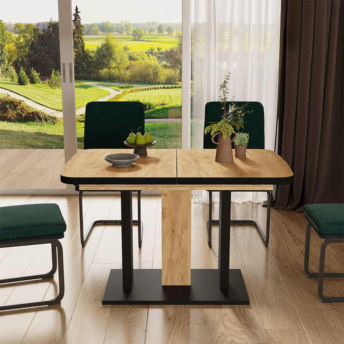 Vicco tavolo da pranzo allungabile Rovere nero/oro 120 x 80 cm 2 parti
