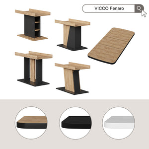 Vicco tavolo da pranzo allungabile Rovere nero/oro 120 x 80 cm 2 parti