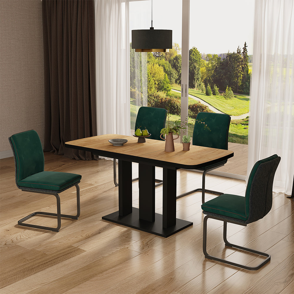 Vicco Tavolo da pranzo Estensibile Rovere nero/oro 120/160 x 80 cm 2 parti