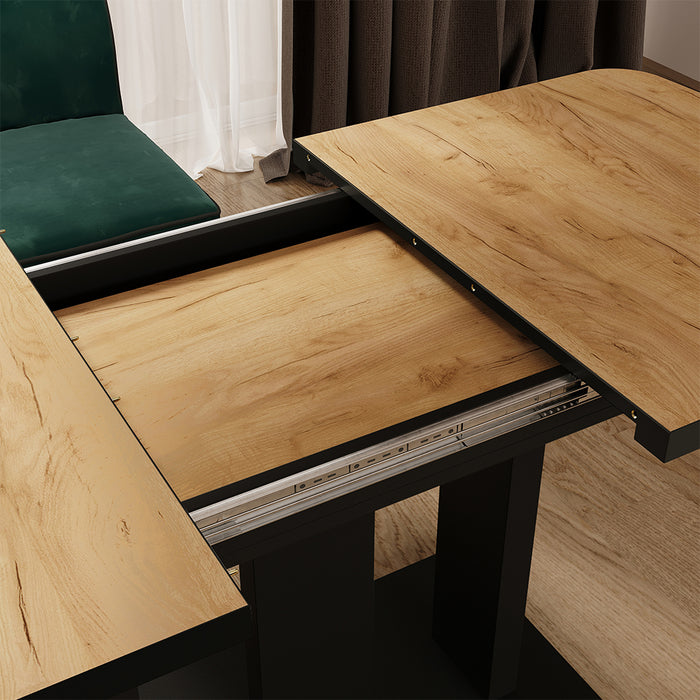 Vicco Tavolo da pranzo Estensibile Rovere nero/oro 120/160 x 80 cm 2 parti