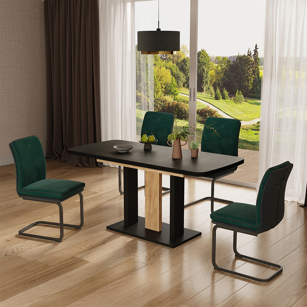Vicco Tavolo da pranzo Estensibile Nero 120/160 x 80 cm 2 parti