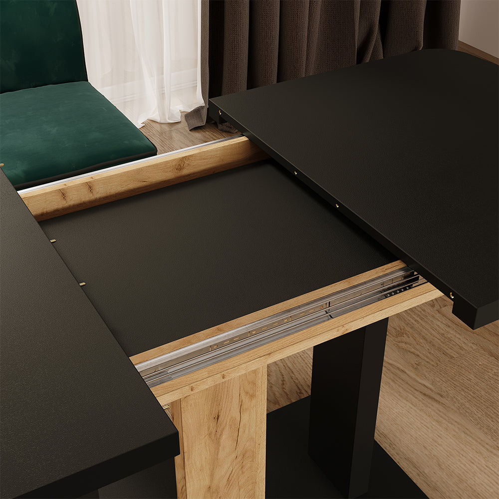 Vicco Tavolo da pranzo Estensibile Nero 120/160 x 80 cm 2 parti