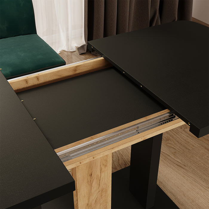 Vicco Tavolo da pranzo Estensibile Nero 120/160 x 80 cm 2 parti