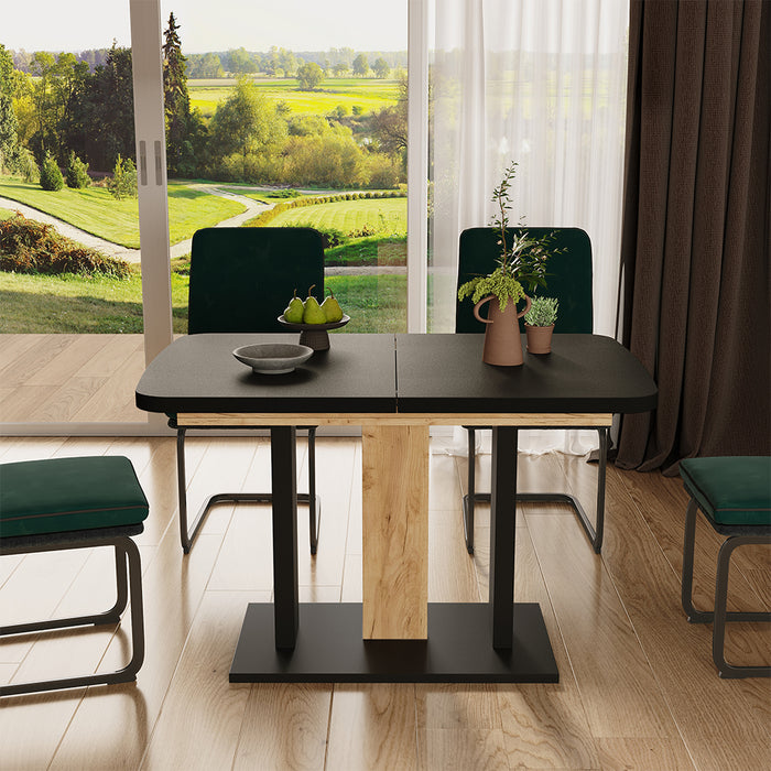 Vicco Tavolo da pranzo Estensibile Nero 120/160 x 80 cm 2 parti
