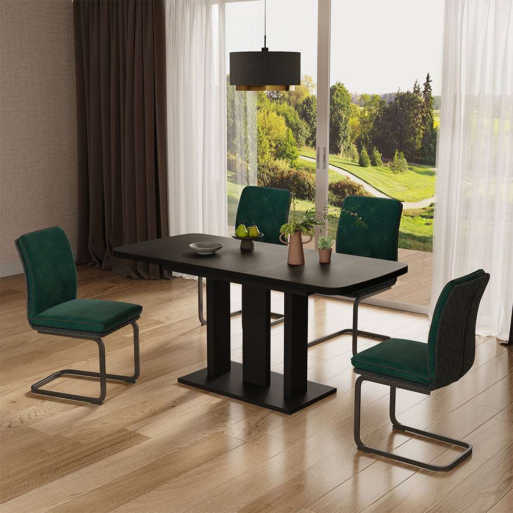 Vicco Tavolo da pranzo Estensibile Nero 120/160 x 80 cm 2 parti
