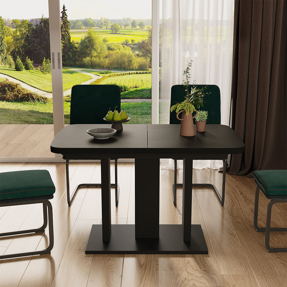 Vicco Tavolo da pranzo Estensibile Nero 120/160 x 80 cm 2 parti