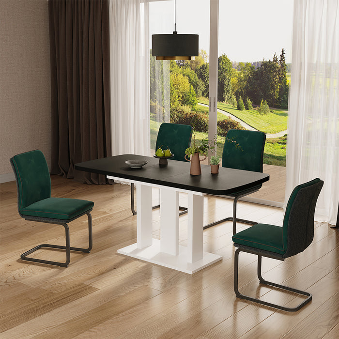 Vicco Tavolo da pranzo Estensibile Nero/bianco 120/160 x 80 cm 2 parti