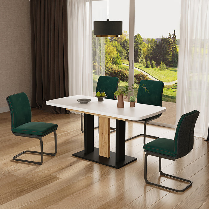 Vicco Tavolo da pranzo Estensibile Rovere bianco/nero/Goldkraft 120/160 x 80 cm 2 parti