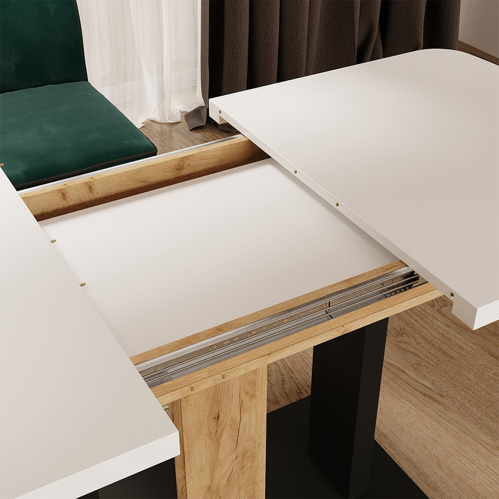 Vicco Tavolo da pranzo Estensibile Rovere bianco/nero/Goldkraft 120/160 x 80 cm 2 parti