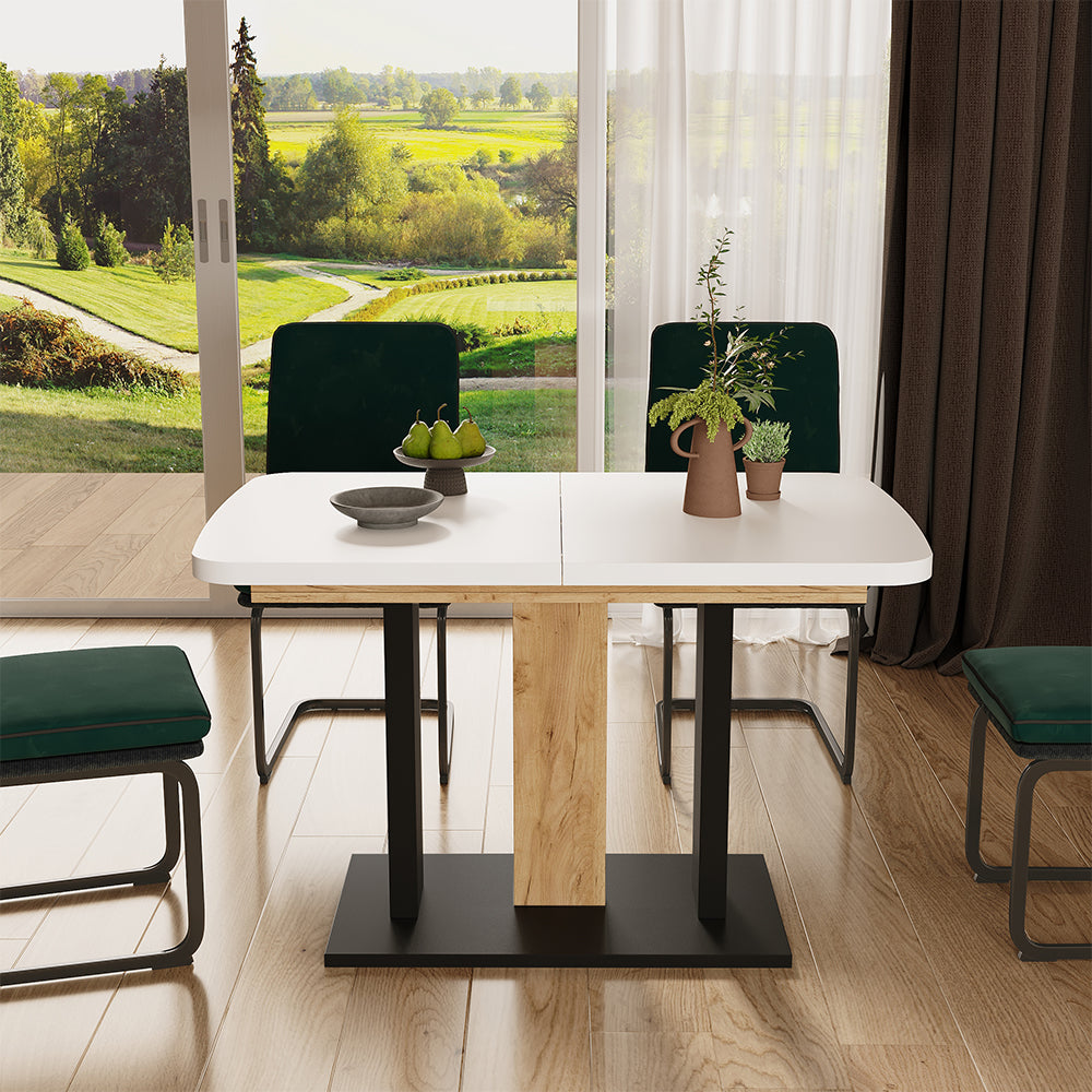 Vicco Tavolo da pranzo Estensibile Rovere bianco/nero/Goldkraft 120/160 x 80 cm 2 parti