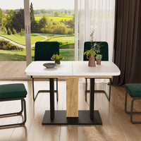 Vicco Tavolo da pranzo Estensibile Rovere bianco/nero/Goldkraft 120/160 x 80 cm 2 parti