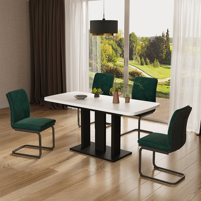 Vicco Tavolo da pranzo Estensibile Nero/bianco 120/160 x 80 cm 2 parti