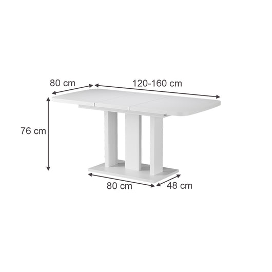 Vicco Tavolo da pranzo Estensibile Bianco/bianco 120/160 x 80 cm 2 parti