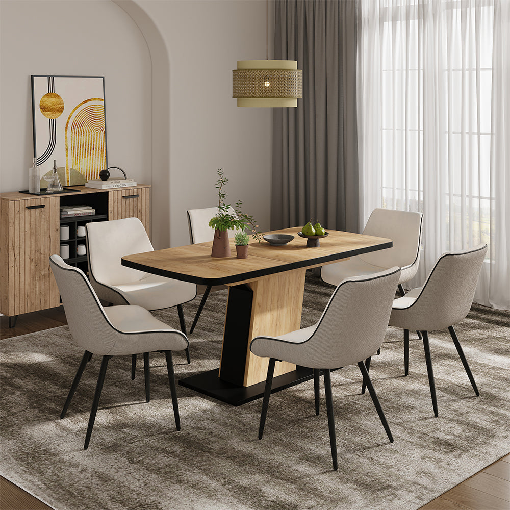 Vicco Tavolo da pranzo Estensibile Rovere nero/oro 120/160 x 80 cm