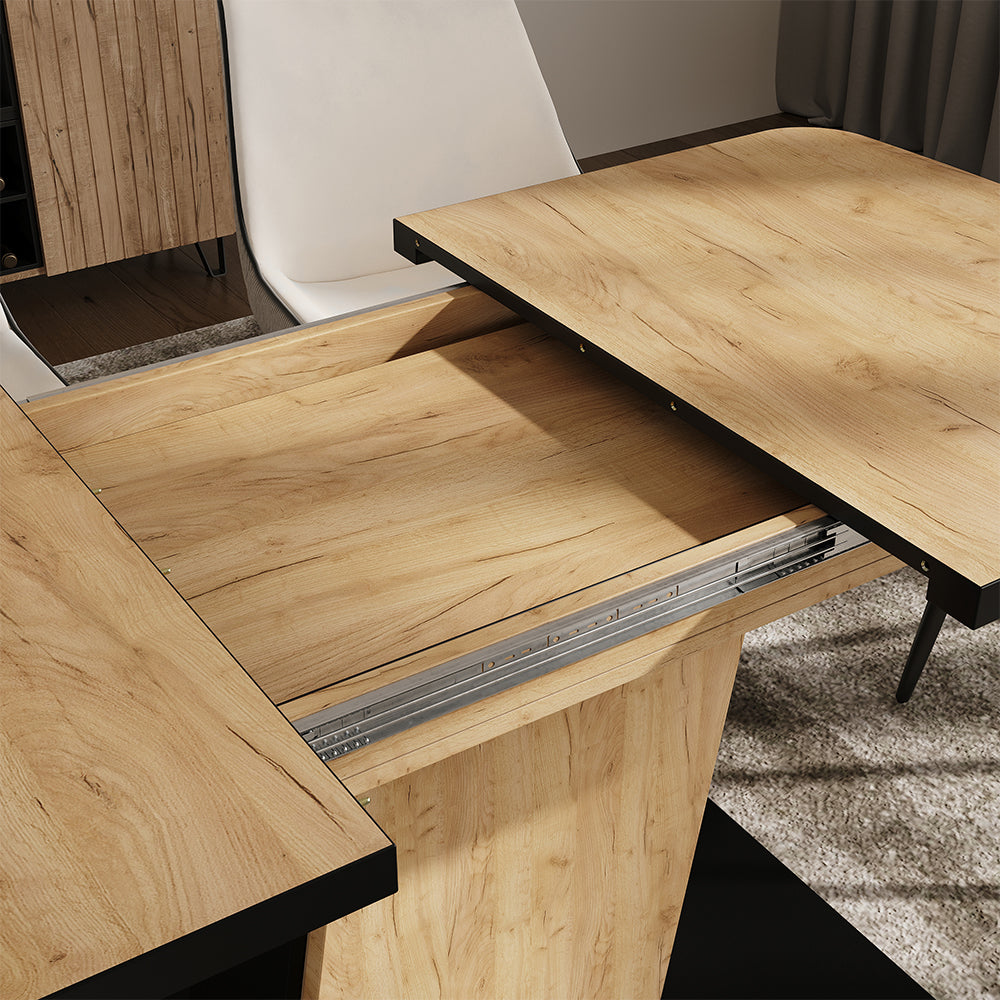 Vicco Tavolo da pranzo Estensibile Rovere nero/oro 120/160 x 80 cm