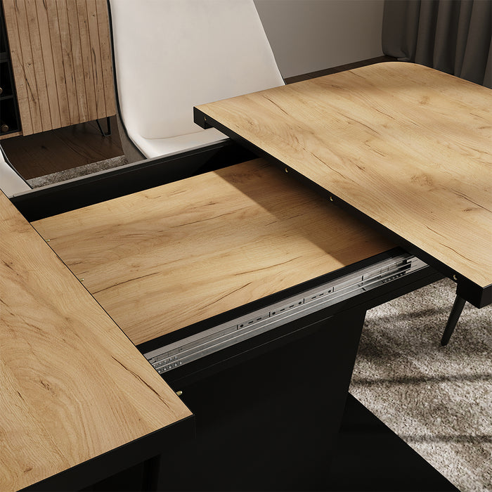 Vicco Tavolo da pranzo Estensibile Rovere nero/oro 120/160 x 80 cm