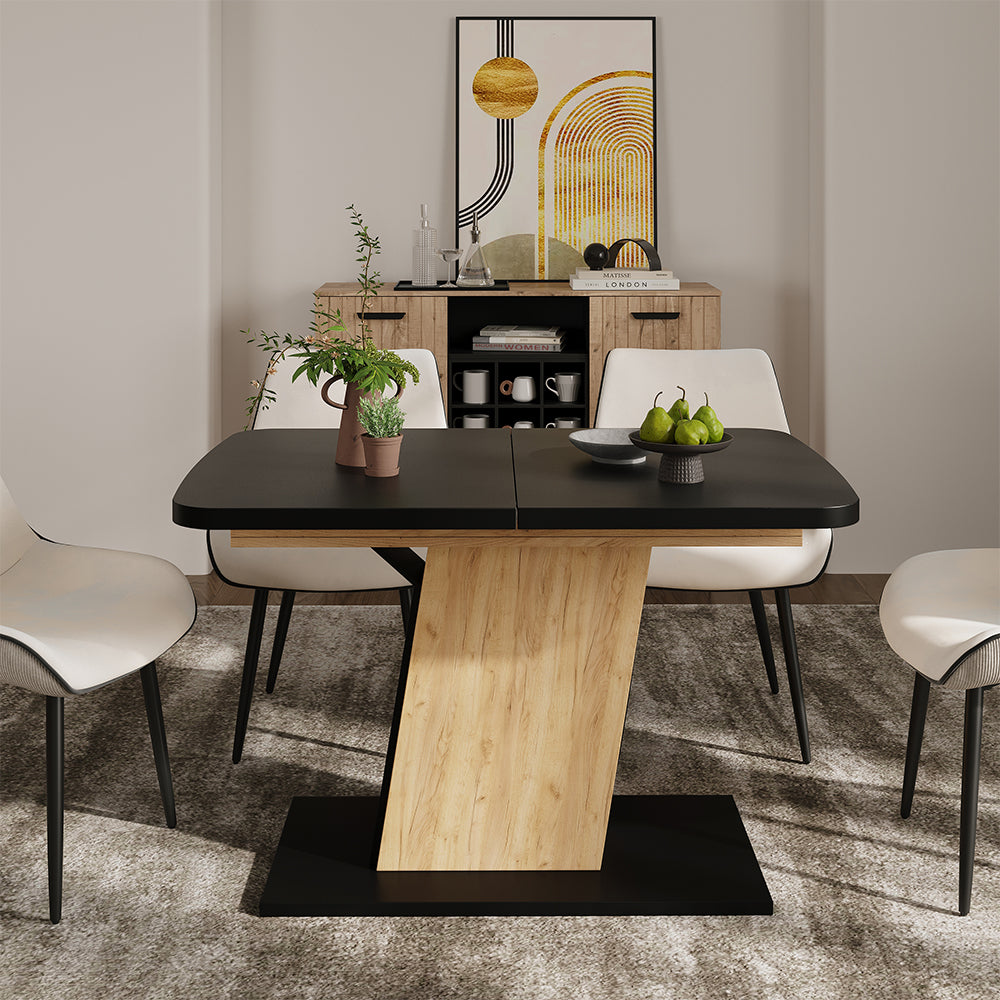 Vicco Tavolo da pranzo Estensibile Rovere nero/oro 120/160 x 80 cm