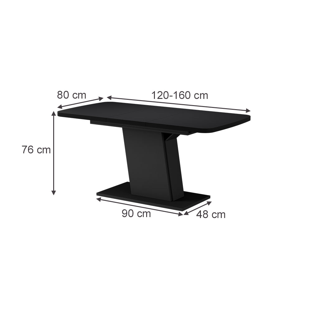 Vicco Tavolo da pranzo Estensibile Nero 120/160 x 80 cm
