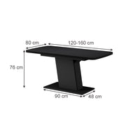 Vicco Tavolo da pranzo Estensibile Nero 120/160 x 80 cm